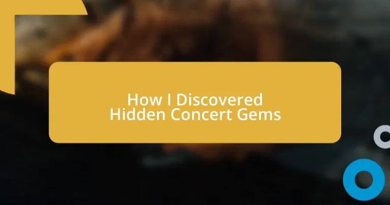 How I Discovered Hidden Concert Gems