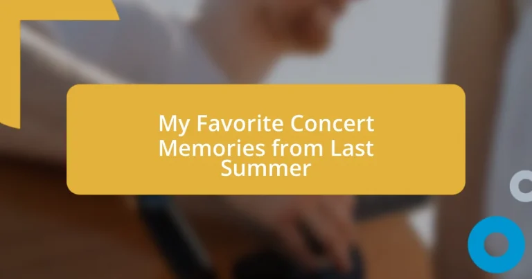 My Favorite Concert Memories from Last Summer