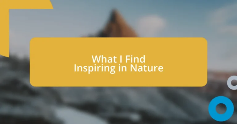 What I Find Inspiring in Nature