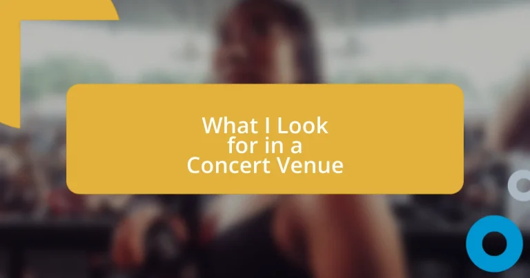 What I Look for in a Concert Venue